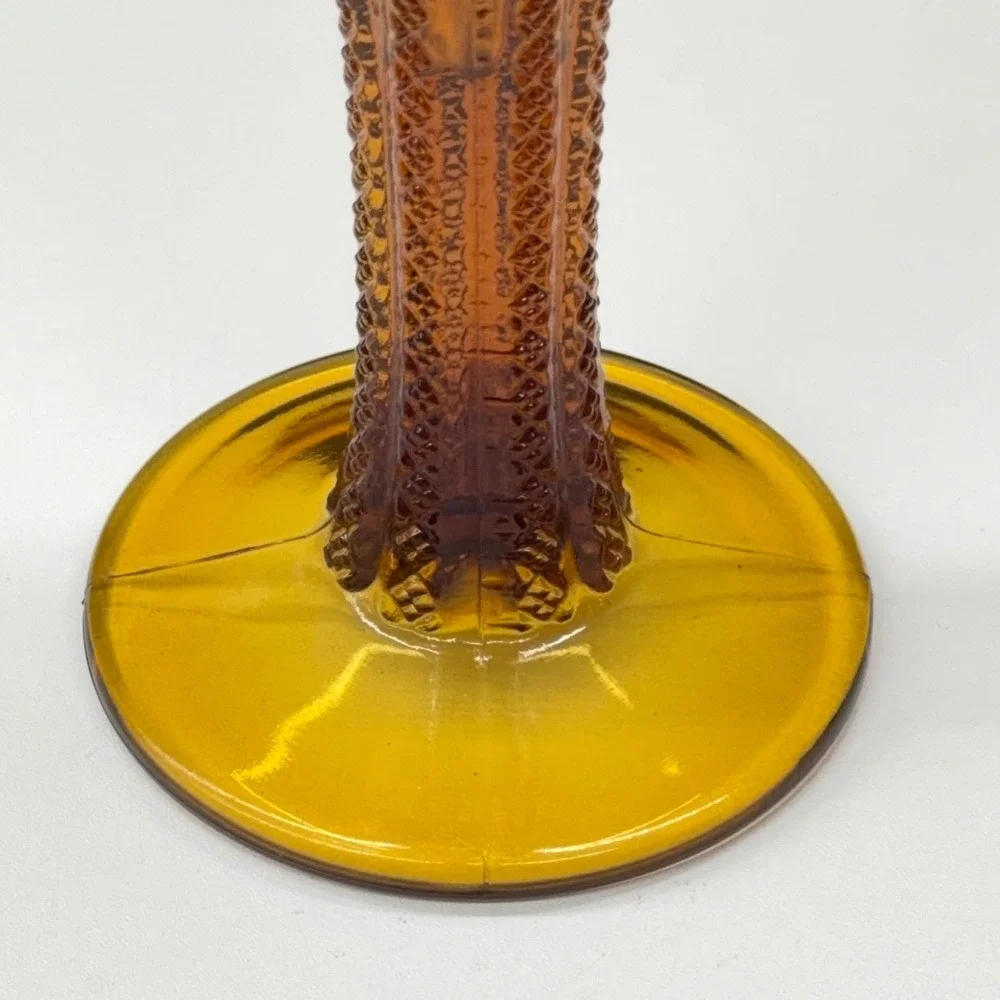 Tiara Exclusive Amber Glass Bud Vase Lasting‎ Grace Pattern 10058 Vintage 9.5in